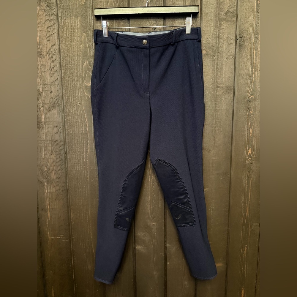 U Brand Riding Breeches Pants Equestrian Sz 32 Womens Navy Blue Knee Patches
